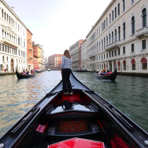 Gondola che naviga sul Canal Grande, Venezia
