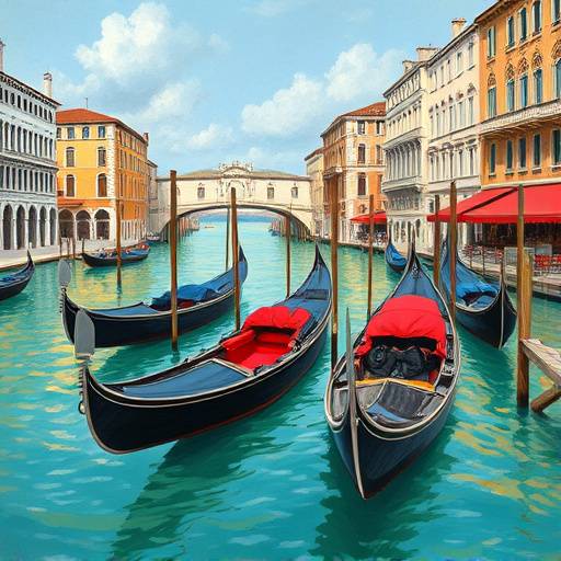 Gondole che navigano sul Canal Grande a Venezia