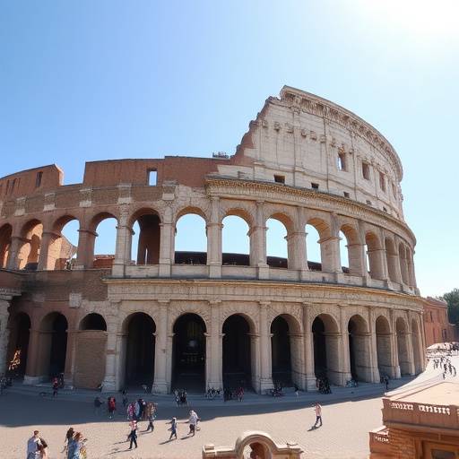 Il Colosseo a Roma, antico anfiteatro romano illuminato dal sole