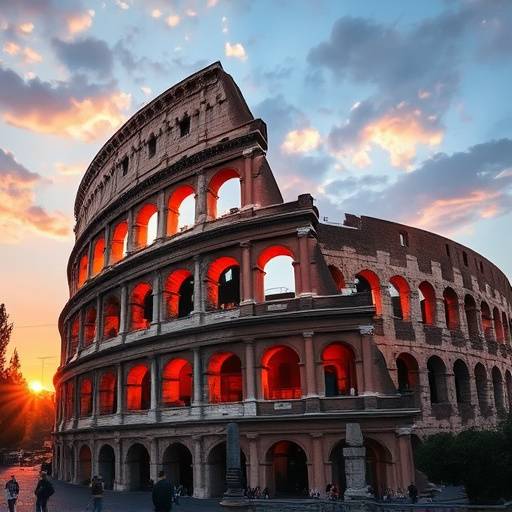 Il Colosseo illuminato al tramonto, Roma