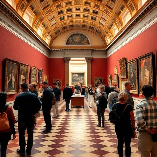 La Galleria degli Uffizi a Firenze, con visitatori che ammirano le opere d'arte