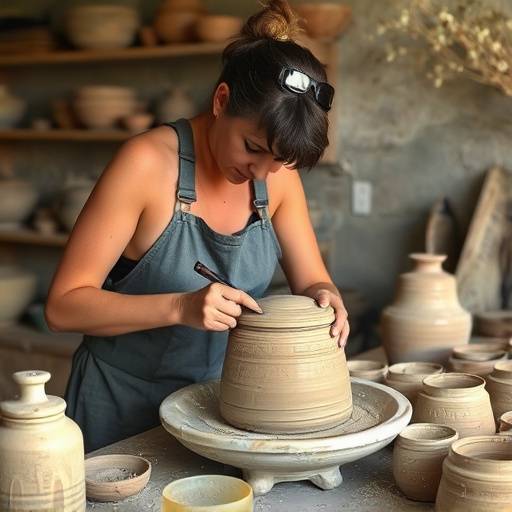 Un ceramista che mostra come lavorare con l'argilla in Umbria