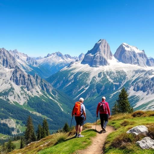 Un gruppo di persone che fanno trekking sulle Dolomiti