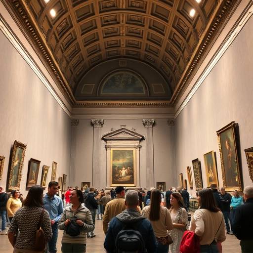 Un gruppo di persone che visitano la Galleria degli Uffizi a Firenze